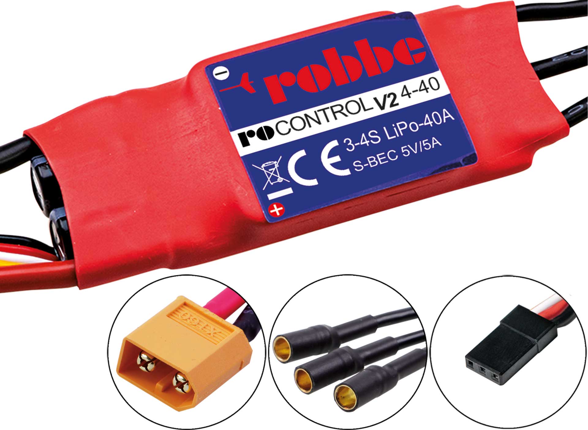 Robbe RO-CONTROL 4-40 V2 3-4S -40(60)A 5V/5A SWITCH BEC Regler 8739
