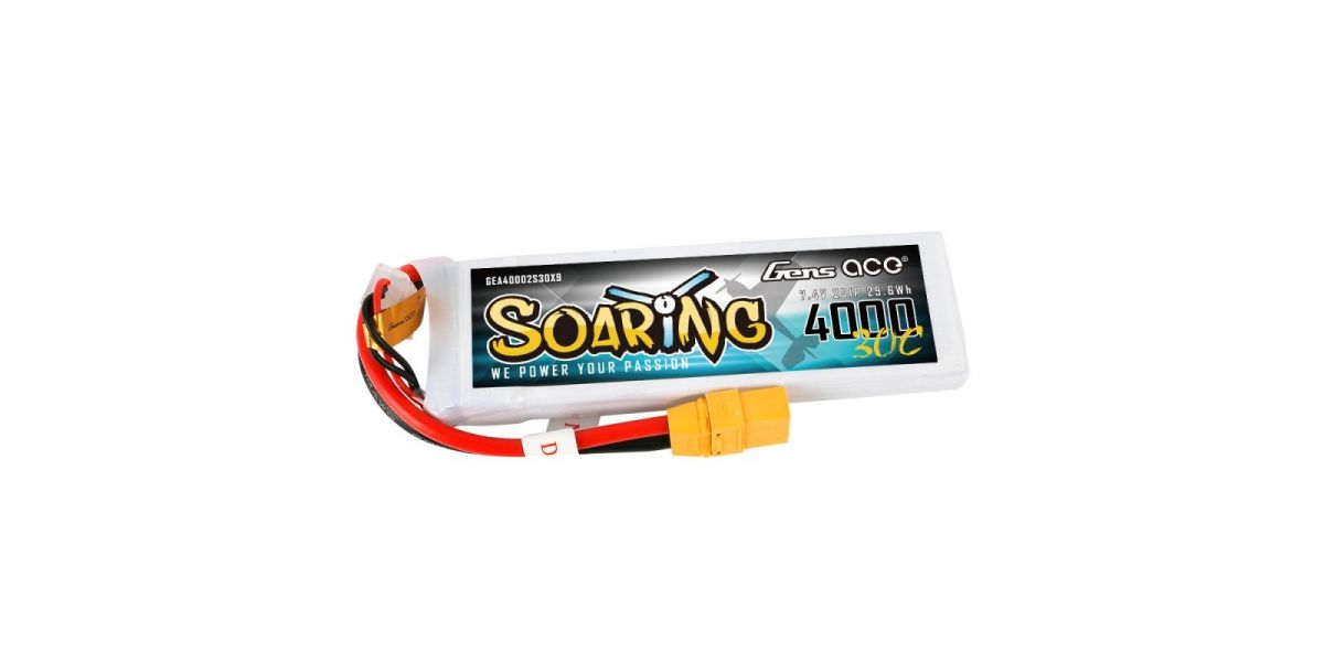 Gens ace Soaring LiPo 2S 7.4V-4000-30C (XT90) 133x41.5x15.5mm 208g GE1-4000S-2X9