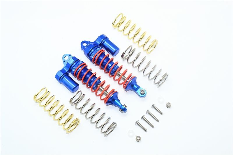 GPM Alu L-Shape Piggy Back Dämpfer vorne 87mm blau Traxxas Rustler, Slash, Hoss 4x4