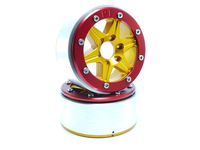 Metsafil Beadlock Wheels SIXSTAR gold/rot 1.9 (2 St.) ohne Radnabe MT5010GOR