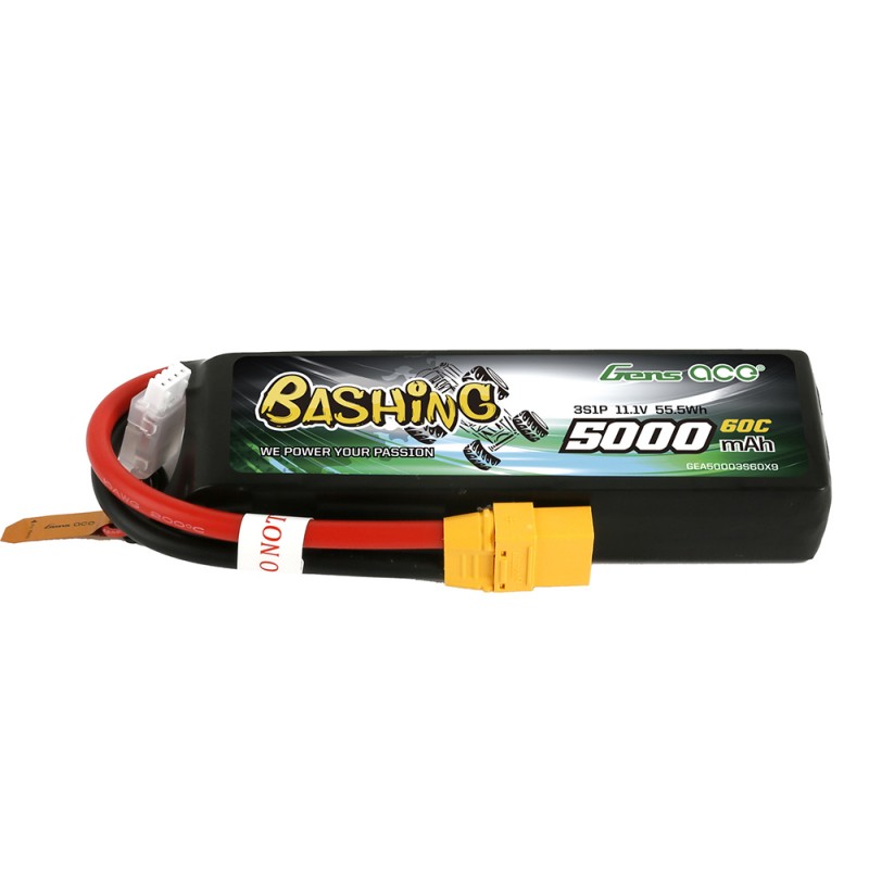 Gens ace Bashing Akku LiPo 3S 11.1V 5000mAh 60C (XT90) 135x43x25mm 345g Soft GE3-5000S-3X9