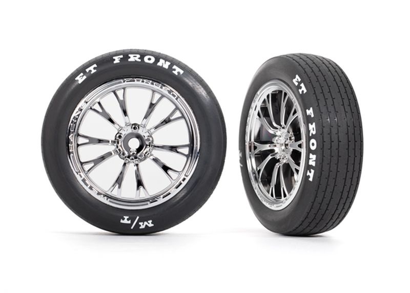 Traxxas Reifen auf Felge montiert chrom vorn (2) 9474R