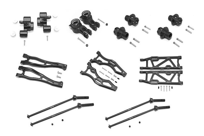 GPM Alu Aufhängungs-Set mit CVD, Hex 13mm v/h schwarz ARRMA Kraton, Outcast, Notorius 6s MAK456212213BK