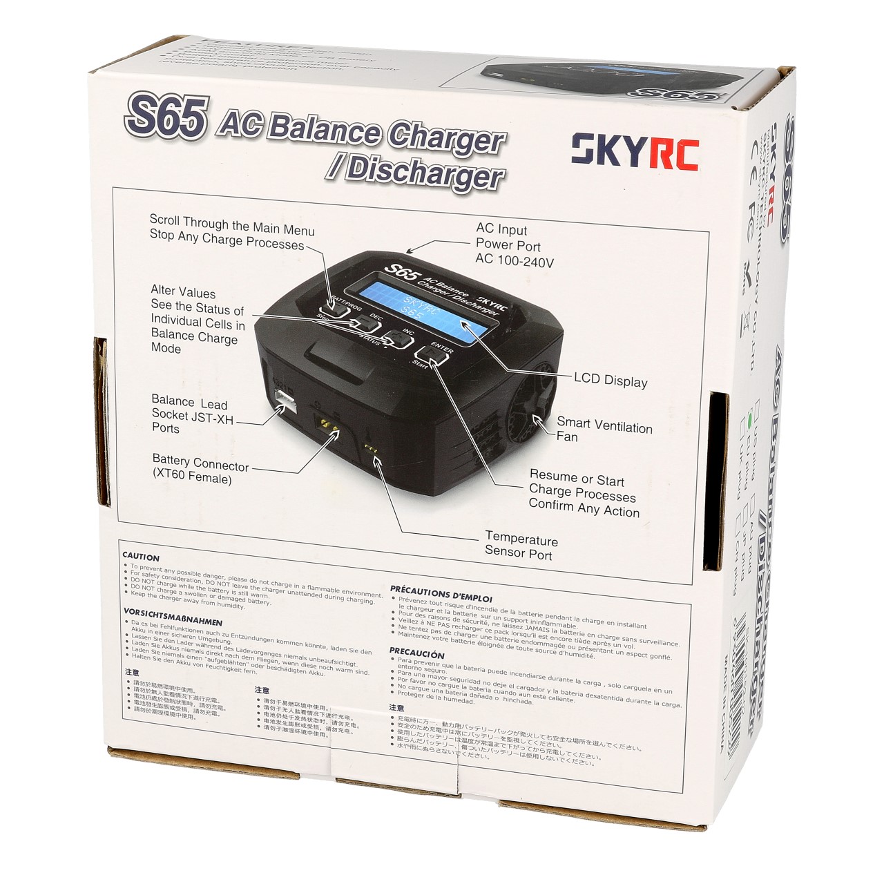 SkyRC S65 AC Ladegerät LiPo 2-4s 6A 65W Entladen 2A 10W SK-100152