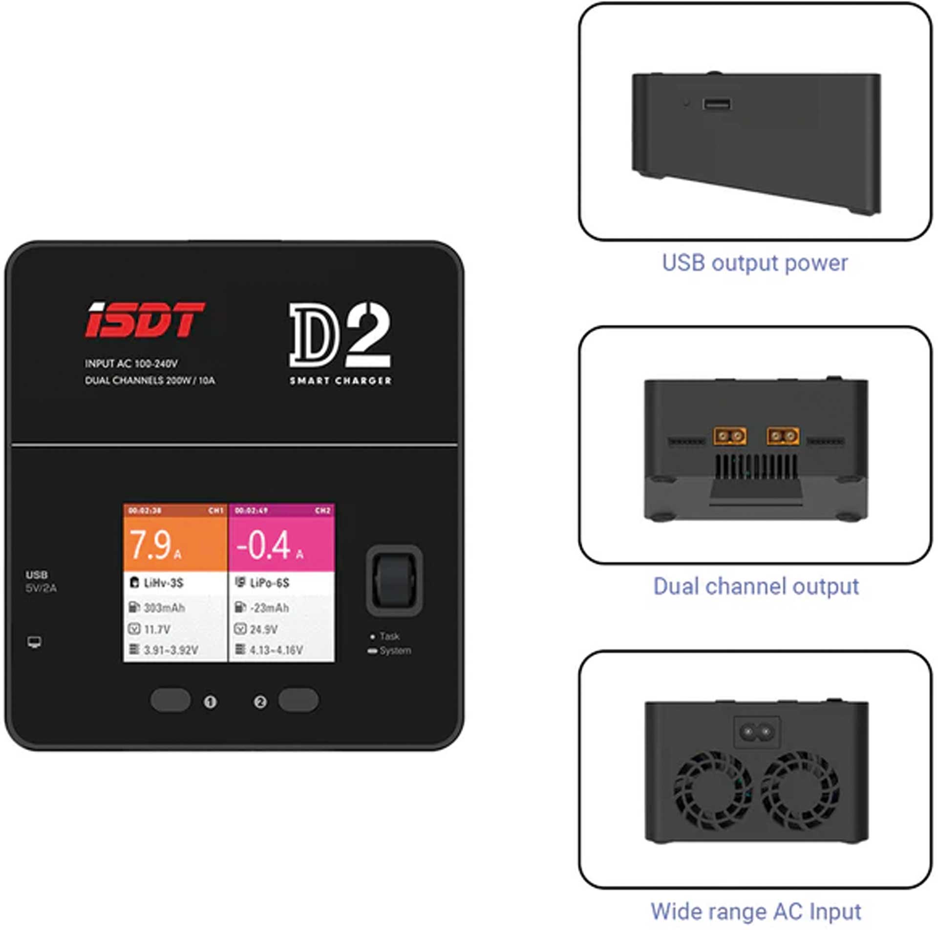 ISDT D2 Mark 2 Dual 200W 12A AC Ladegerät D2MK2