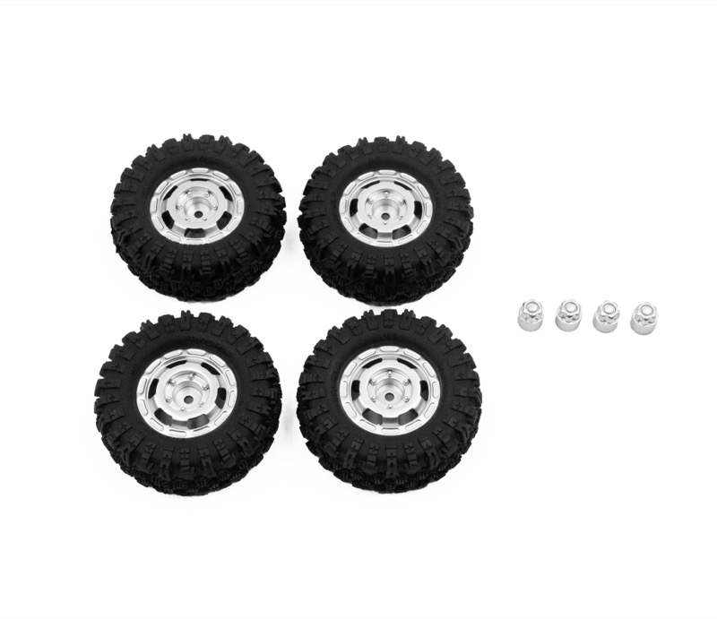 Hobby Plus CR-18P Truck Wheel/ Tire Set (Silver) 240460