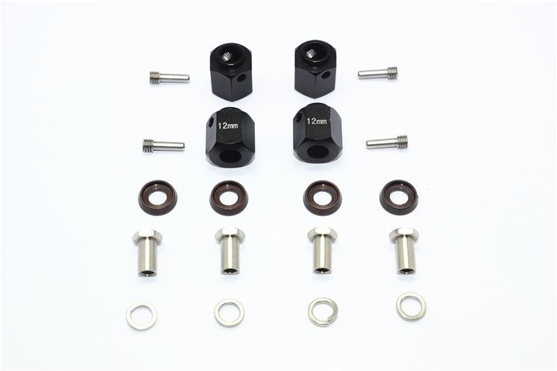 GPM Alu Hex Adapter 12mm schwarz (4 Stk.) Traxxas TRX 4 & 6