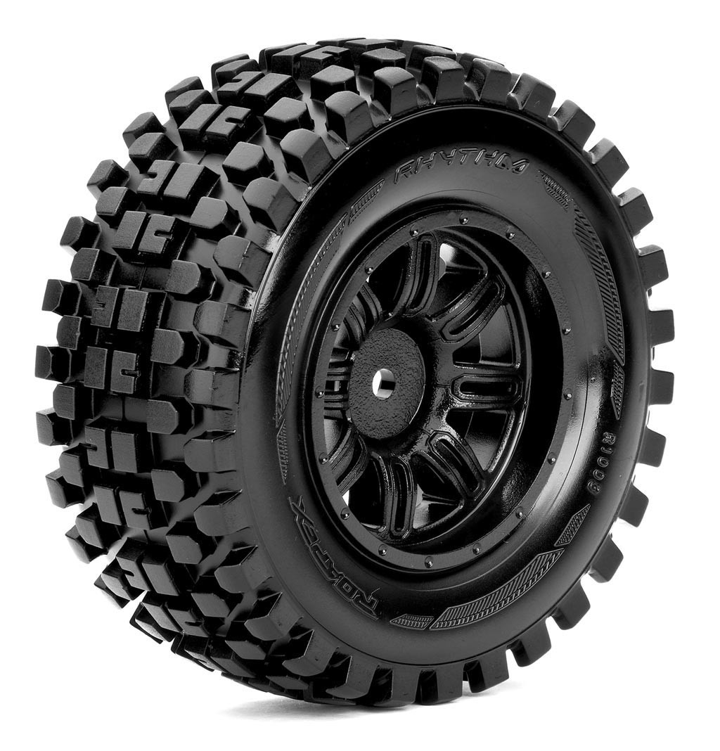 Roapex Short Course 1:10 tyre RHYTHM on Black rims 12mm(2) 1003B