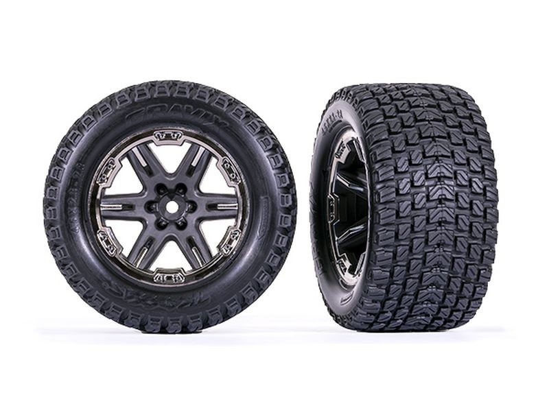 Traxxas Gravix Reifen auf RXT 2.8 Felge grau/schwarz-chrom 12mm (2) 4x4 v/h, 2WD nur vorne (TSM-rated) 6764-BLKCR