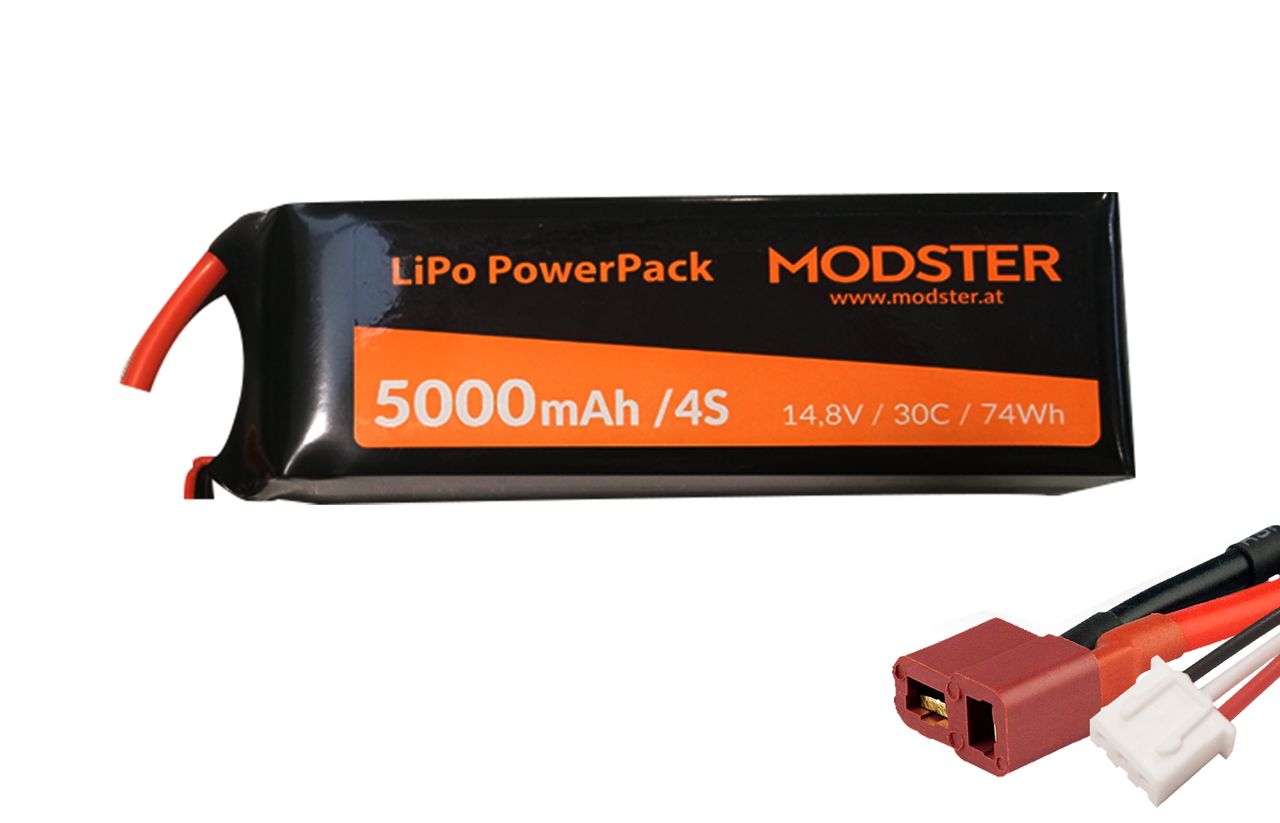 Modster LiPo Akku 4S 14,8V 5000 mAh 30C (T-Plug) PowerPack MD11812