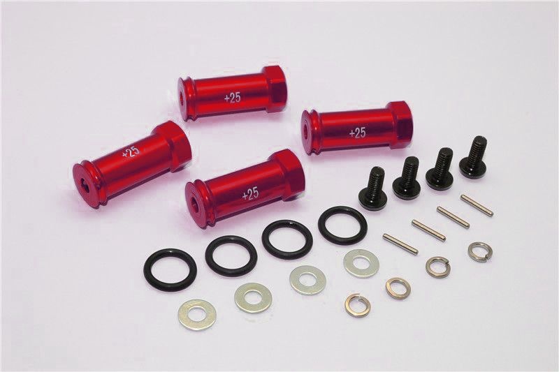GPM Alu Hex Adapter eloxiert +25mm rot Traxxas 1/16 E-Revo