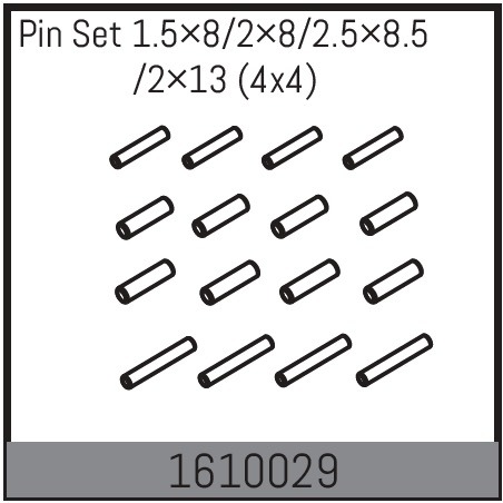 Absima Pin Set 1.5×8/2×8/2.5×8.5/2×13 (4x4) 1610029