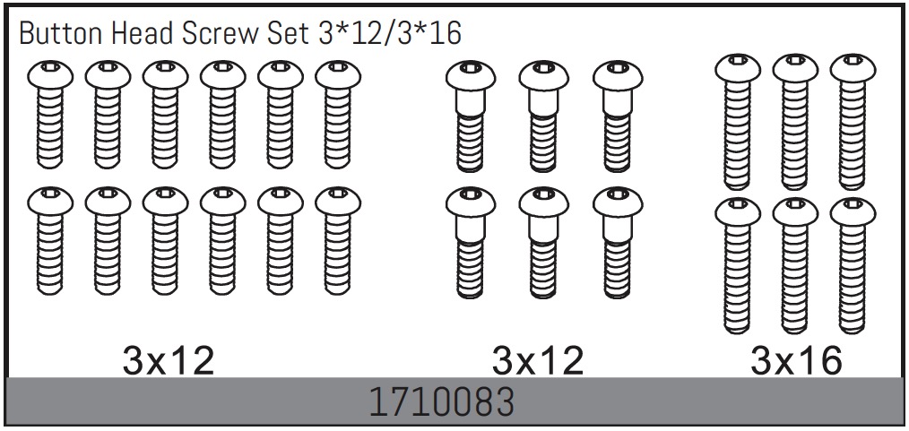 Absima Kopfschraubenset 3*12/3*16 1710083