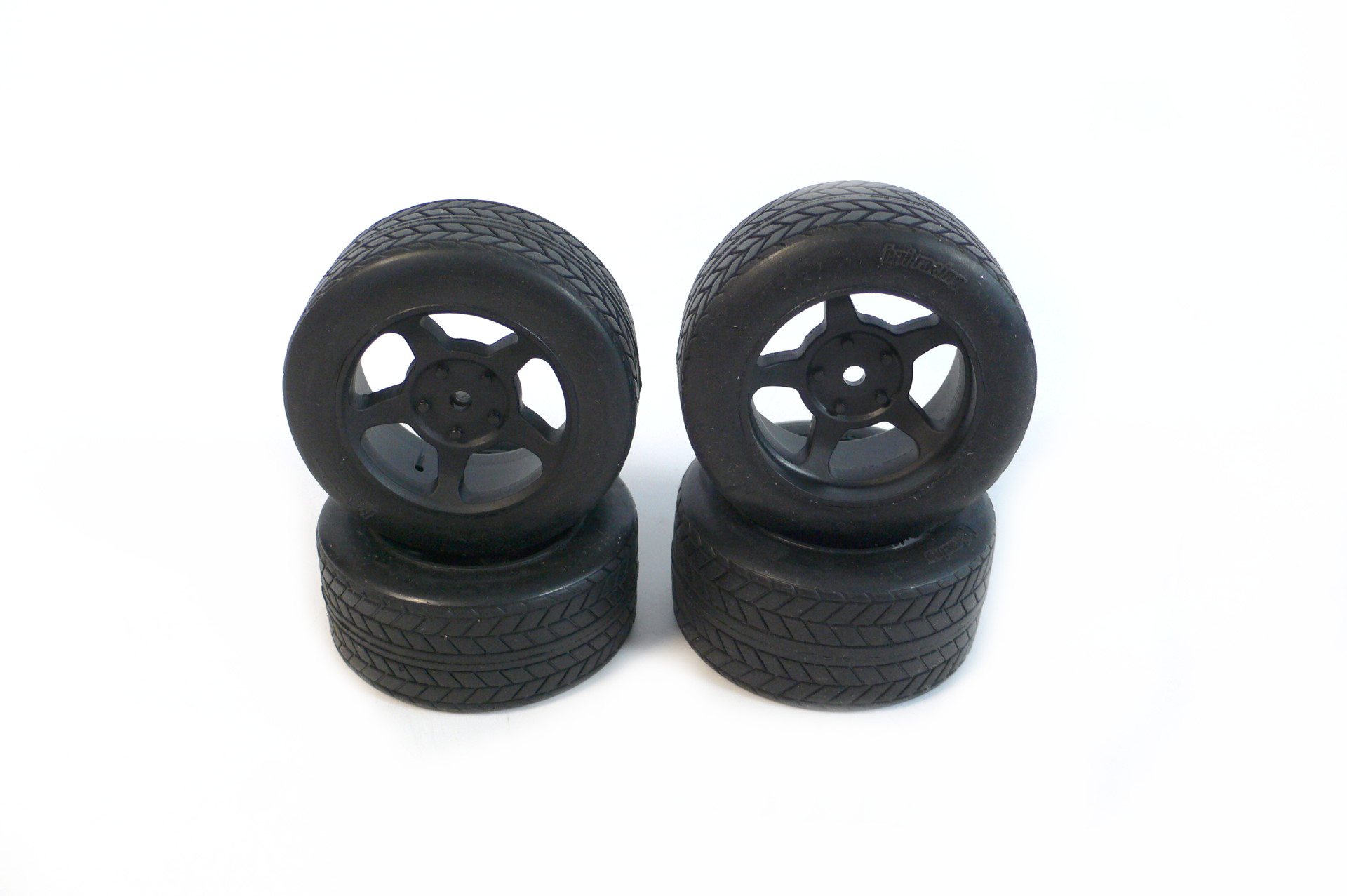 HPI E10 Tourenwagen Räder Reifen mit Felgen Schwarz 12mm 1/10 (4) - Abbildung 1