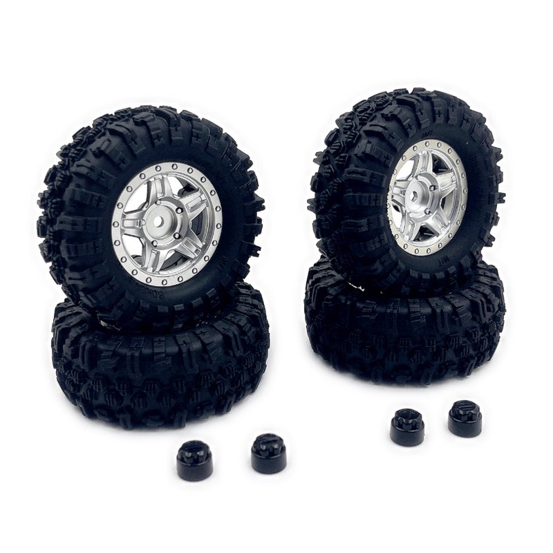 Hobby Plus 1.2inch Mudder Tire Set (60mm), Silver (4) 240526