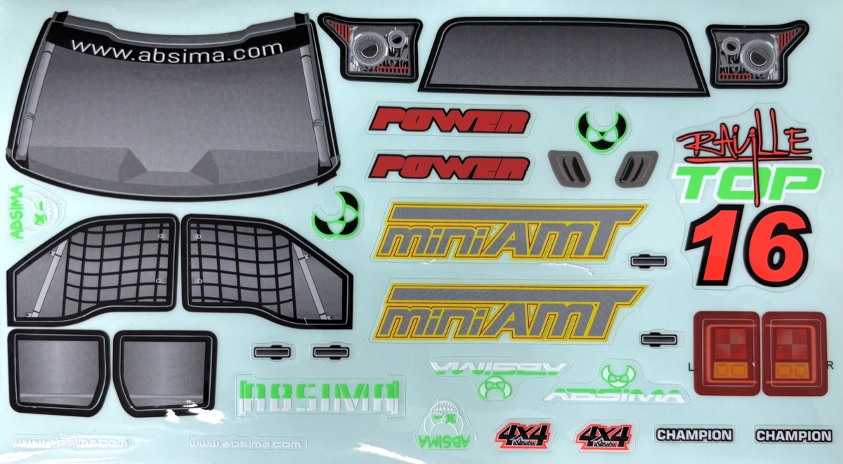 Absima Stickerbogen für „1:16 MiniAMT BL“ 9030100