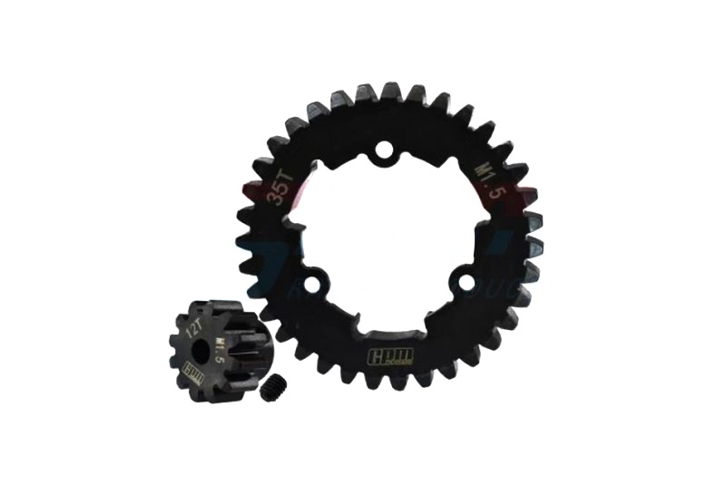 GPM Medium Carbon Stahl  Hauptzahnrad 35Z mit 12Z Ritzel Traxxas X-MAXX schwarz