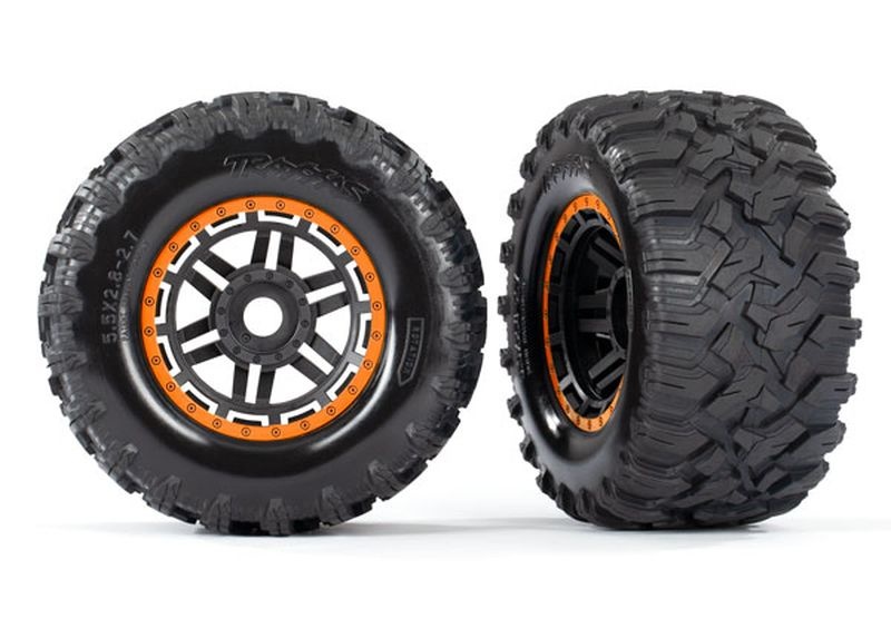 Traxxas Reifen auf Felge montiert Felge schwarz/orange (2) Maxx All-Terrain 8972T