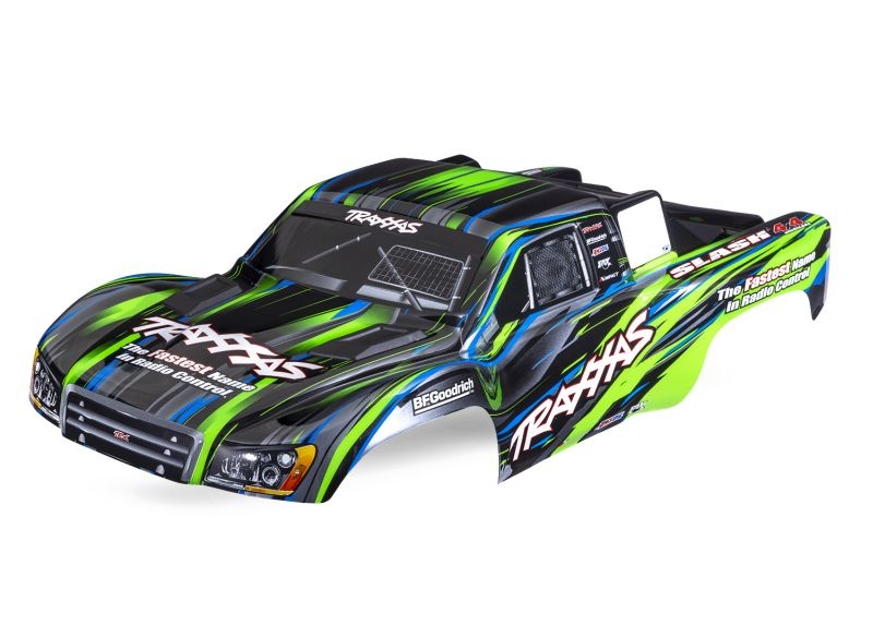 Traxxas Karosserie Slash 4x4 grün mit Aufkleber und Karo-Halterung  6932-GRN