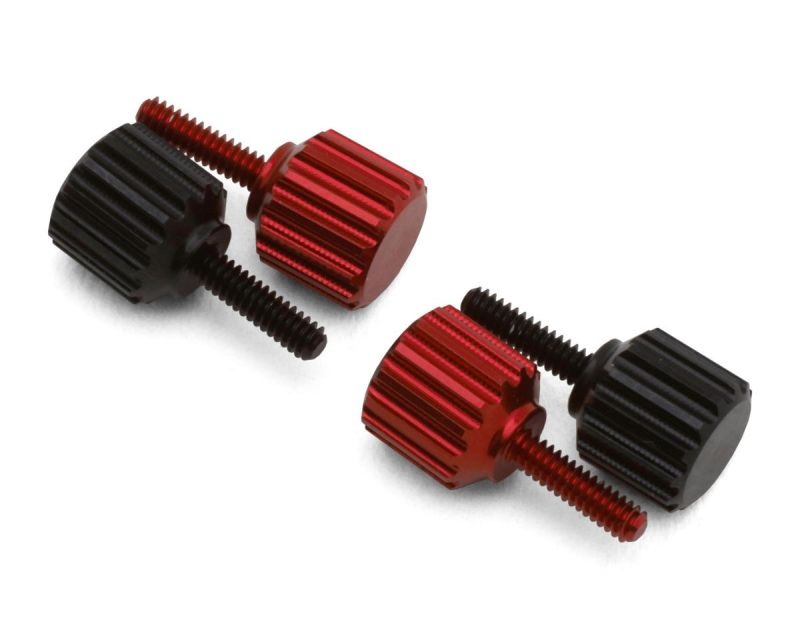 Upgrade RC Rändelschrauben 7075 Aluminum 1.4mm schwarz/rot (4) für Losi Micro-B