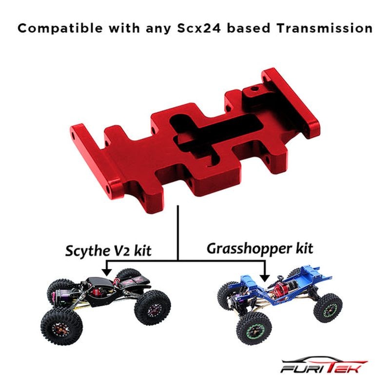 FURITEK LCG ALU Skid plate - Red Skids - Rock Crawler FUR-2171