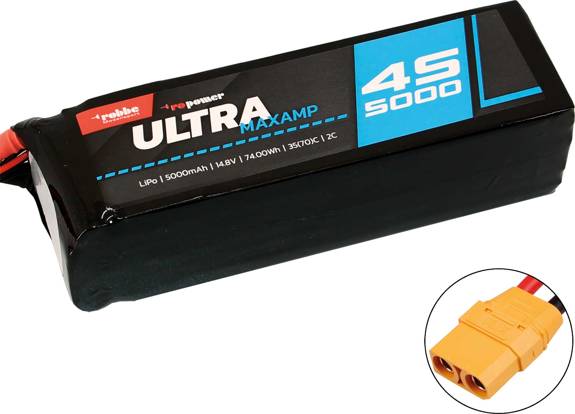 Robbe RO-POWER ULTRA MAXAMP 5000MAH 14,8 VOLT 4S 35(70)C LIPO AKKU XT-90 7373