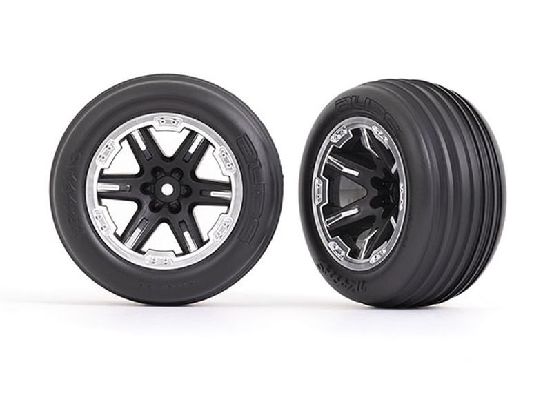 Traxxas Reifen auf Felge 2.8 RXT Schwarz-Satin-Felge Rille Elo vo (2 3771X