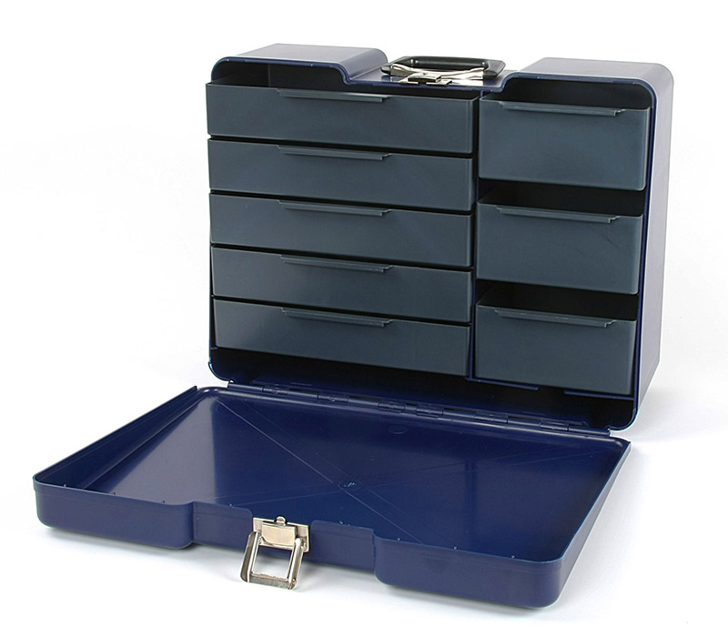 Robitronic Polybutler Werkzeugkoffer blau mit 8 Schubladen R14020B
