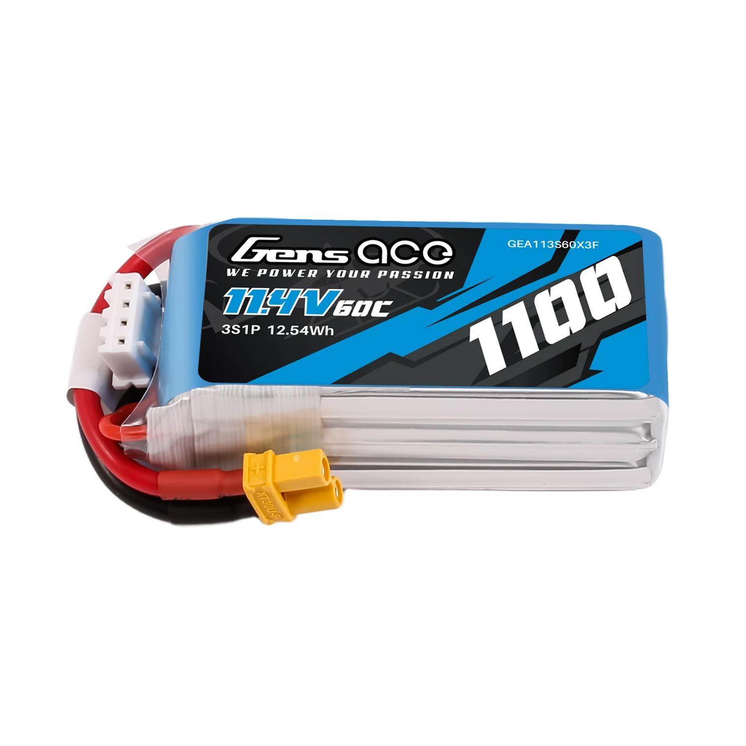 Gens Ace 1100mAh 11.4V 60C 3S1P Lipo Akku Pack mit XT30-plug GEA113S60X3F