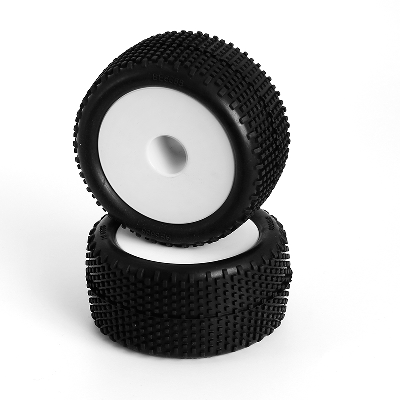 LC Racing Reifen/Felgen Block Pin Truggy montiert 12mm weiß 2 Stück LC6247