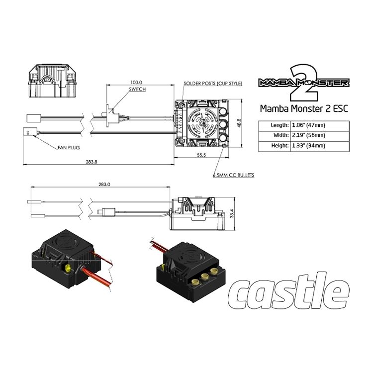 Castle Mamba Monster-2 1:8 25V Extreme Car ESC WP 010-0108-00