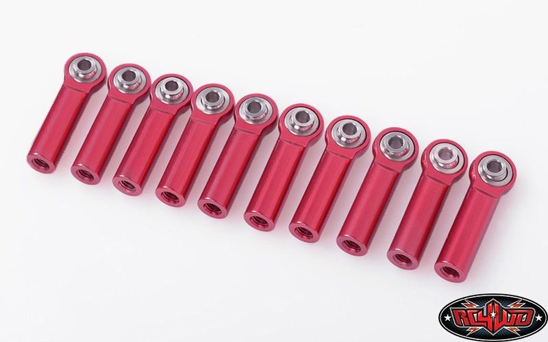 RC4WD M3/M4 Long Straight Aluminum Rod Ends (Red) (10) Z-S1673
