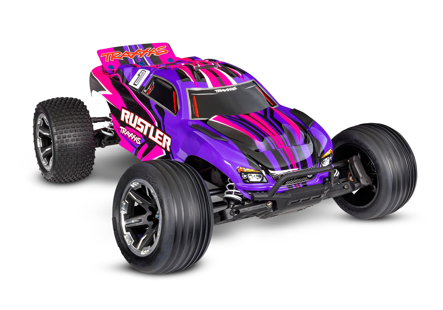 Traxxas Rustler Pink HD 1/10 2WD Stadium-Truck RTR mit Akku & USB-Lader 37254-8 - Abbildung 1