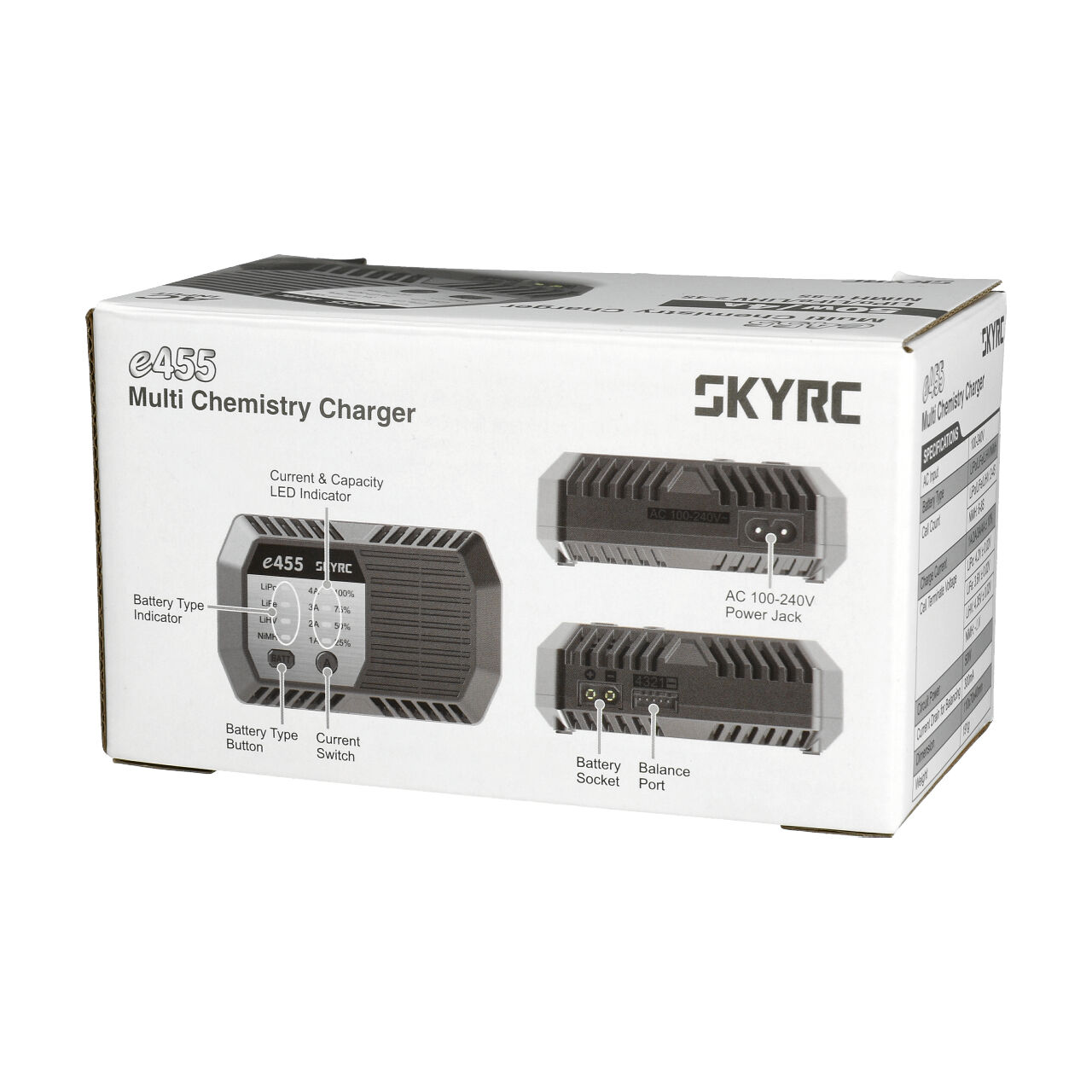 SkyRC e455 AC Ladegerät NiMh 6-8 / LiPo 2-4s 1-4A 50W SK-100170-01