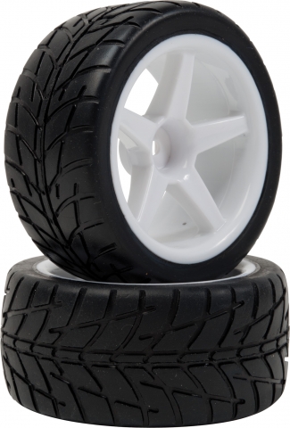 LPR VTEC 1/10 Off-Road Buggy -Racing Slick- Komplettrad - Strassenreifen auf weisser Felge (1 Paar) Vorne 65580