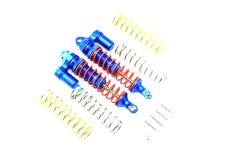 GPM Alum. L-Shape Piggy Back Dämpfer hinten 102mm blau Traxxas Rustler, Slash, Hoss 4x4