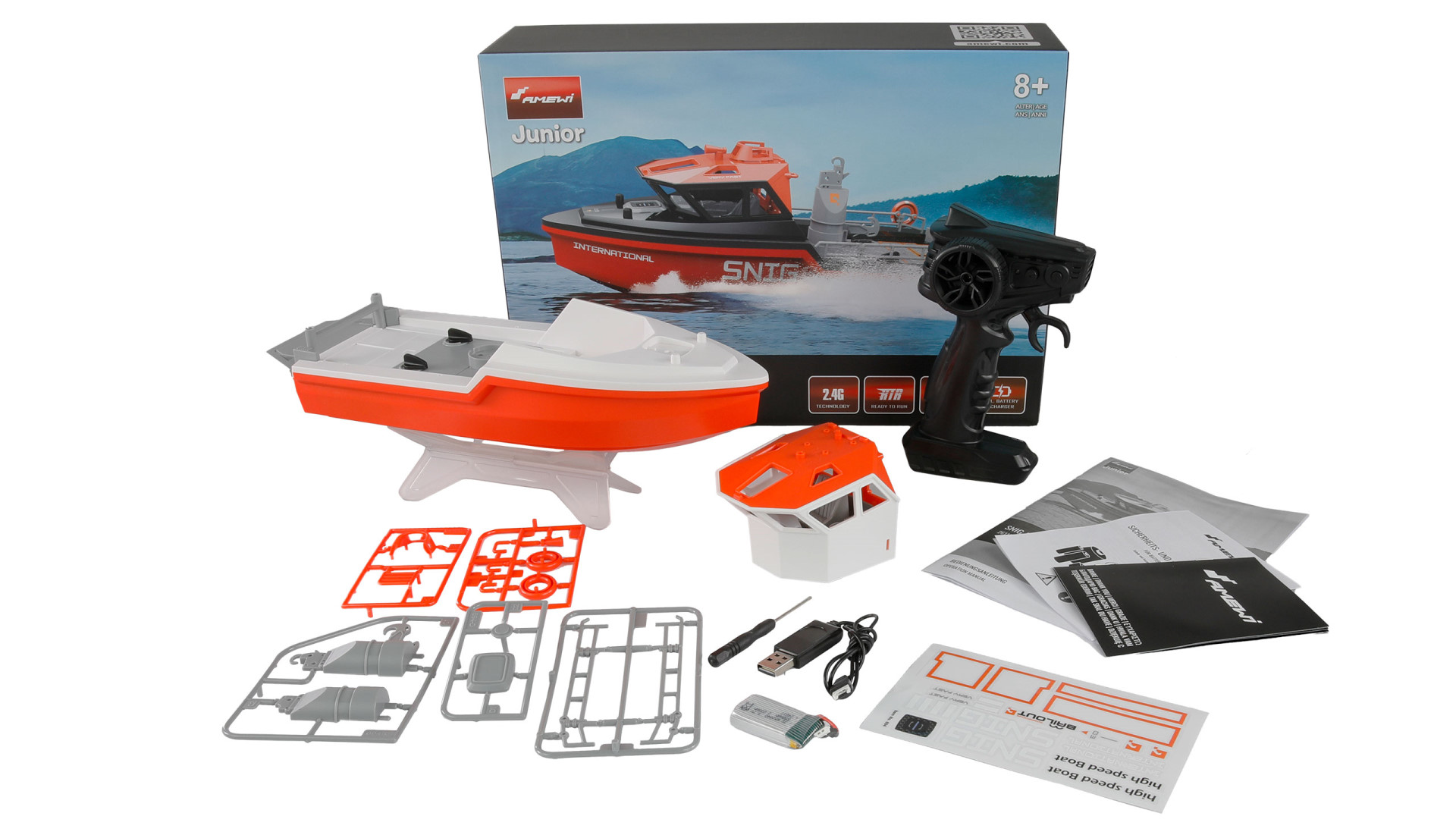 Amewi SNIG Rettungsboot brushless Jetantrieb 320mm RTR weiß/orange 26116 - Abbildung 8