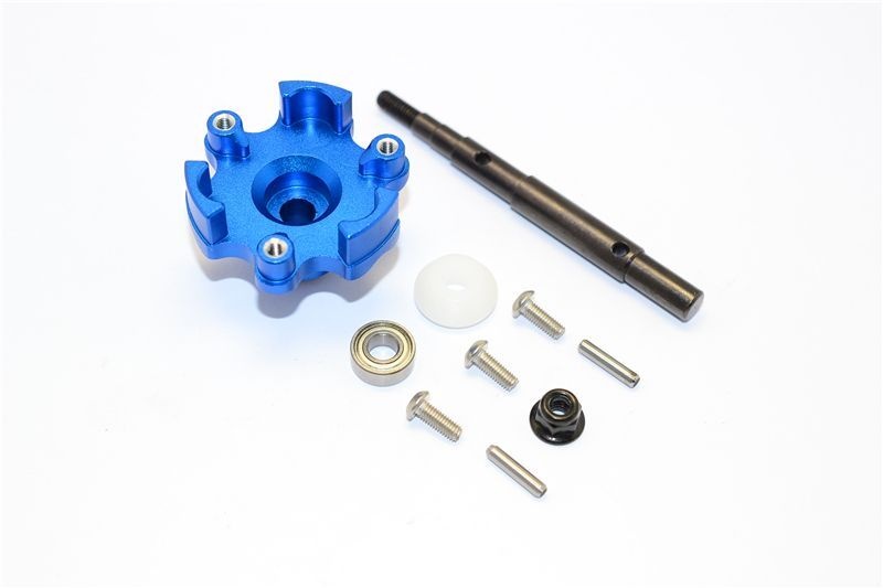 GPM Alu Hauptzahnrad Adapter und Welle blau Traxxas X-MAXX