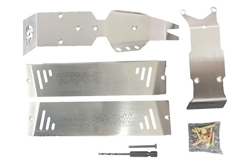 GPM Edelstahl Unterbodenschutzplatten komplett Traxxas 1/10 E-Revo