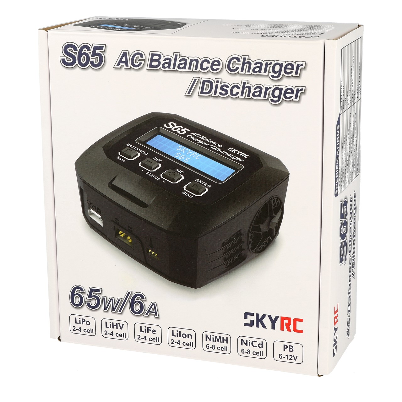 SkyRC S65 AC Ladegerät LiPo 2-4s 6A 65W Entladen 2A 10W SK-100152