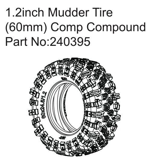Hobby Plus 1.2"" Mudder Tire (60mm) Comp Compound 240395
