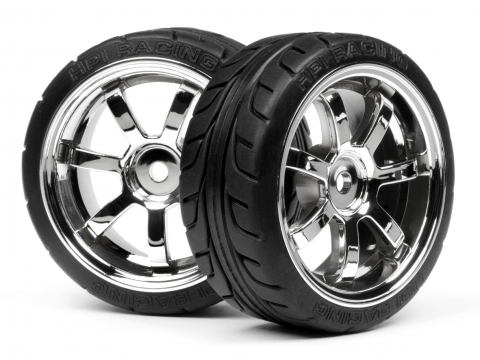 HPI T-Grip Reifen Auf Rays 57S-Pro Felgen (26mm/Chrom) 4738 - Abbildung 1
