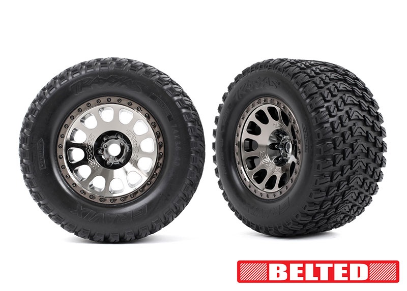 Traxxas Gravix BELTED Reifen auf XRT-Felge schwarz-chrom 24mm (2) X-Maxx, XRT 7862X