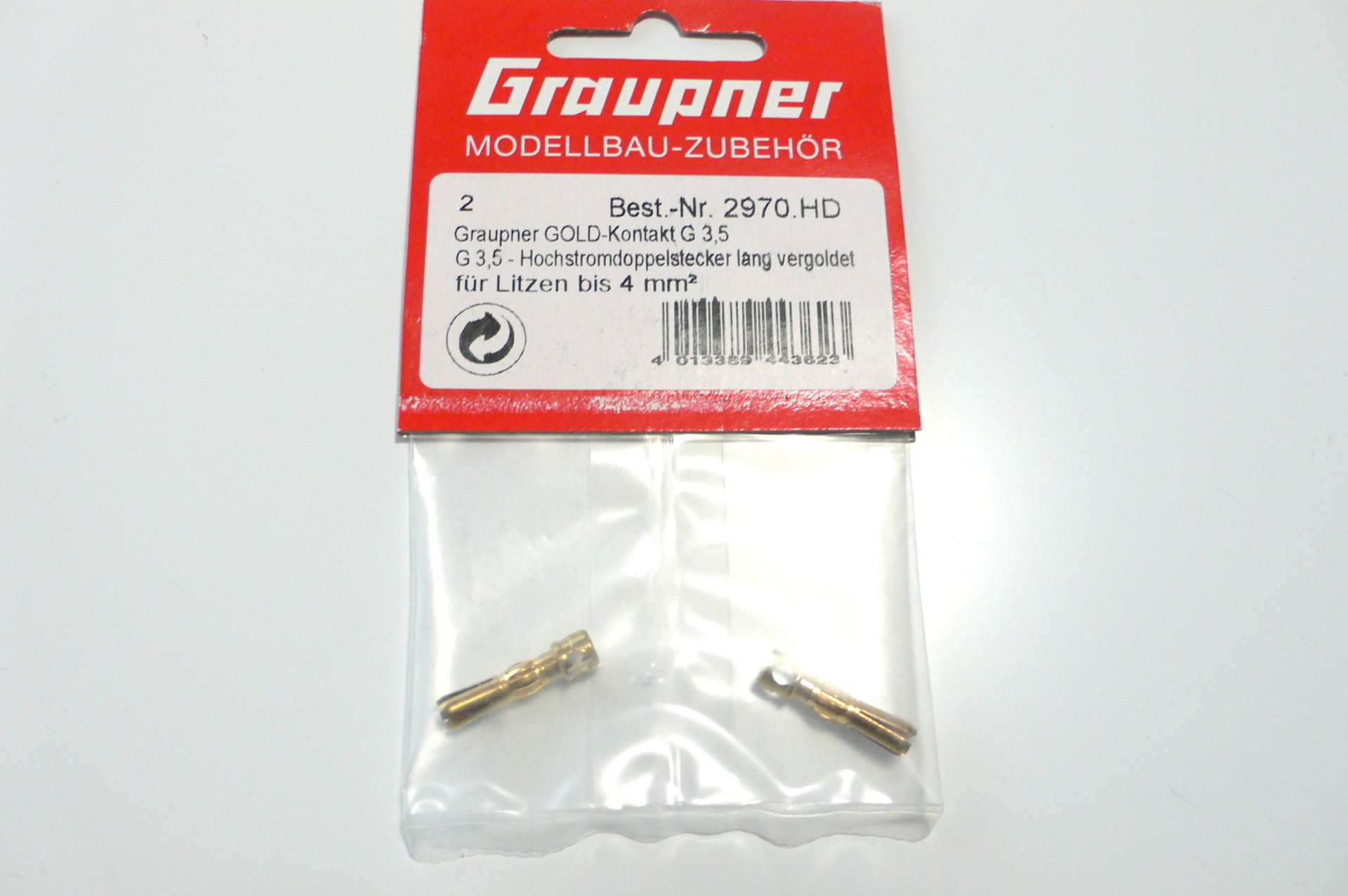 Graupner 2970.HD G3,5 Hochstromdoppelstecker lang 2 Stück 2970.HD