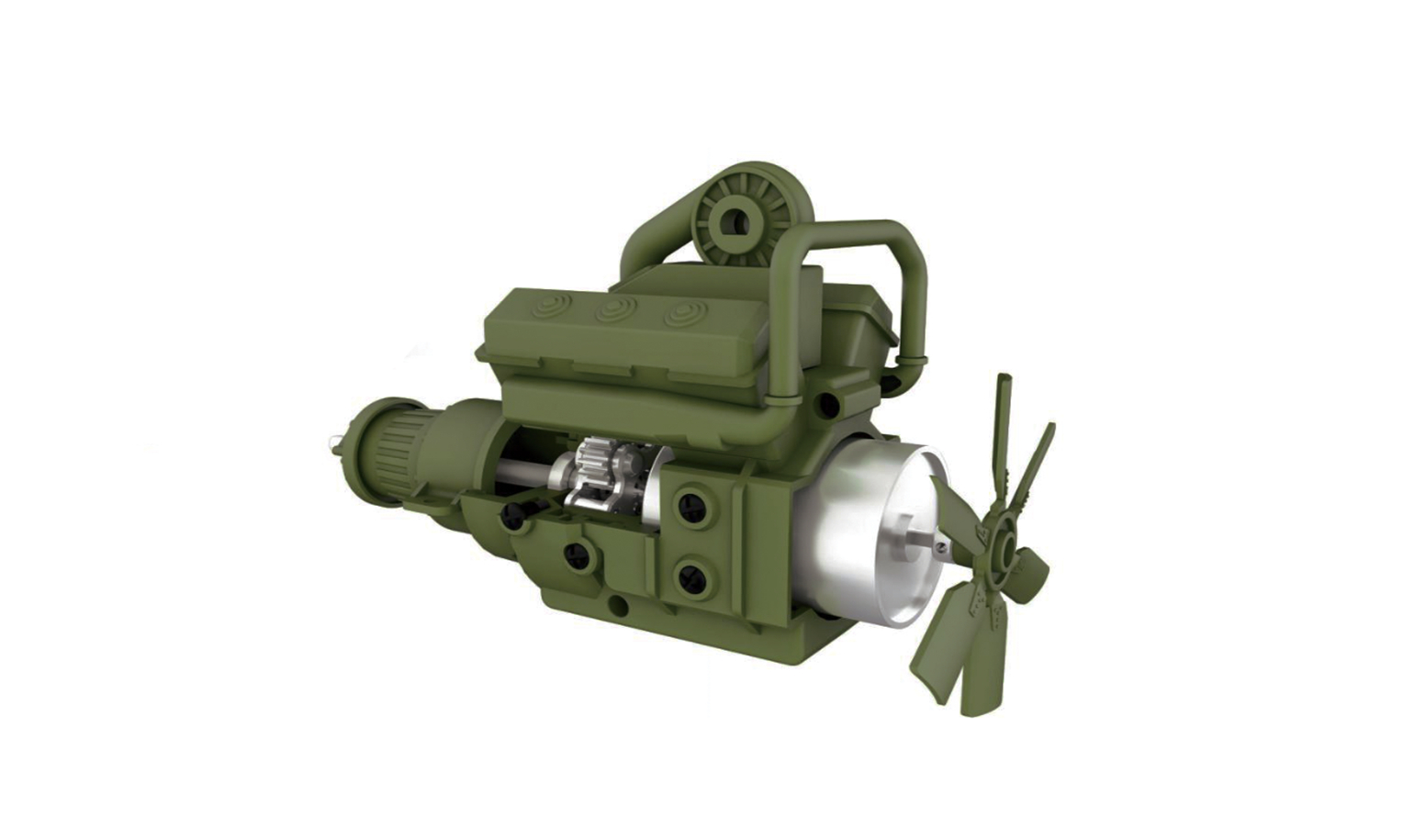 Amewi Motorblock komplett montiert für 8x8 Truck grün T005G