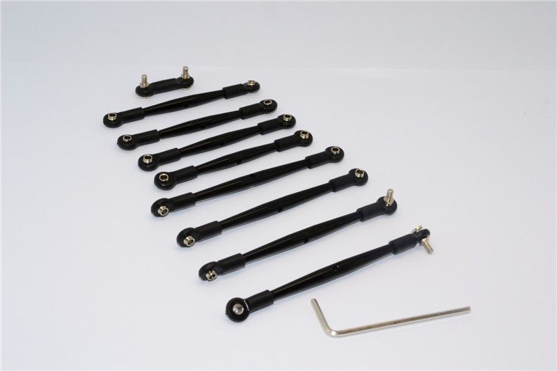 GPM Alum. Spurstangen eloxiert mit Kugelpfannen schwarz (9 Stk.) Traxxas 1/16 E-Revo