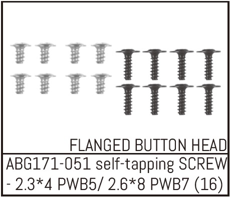 Absima Button Head Screw M2.3*4 (8PCS) / M2.6*8 (8PCS) ABG171-051