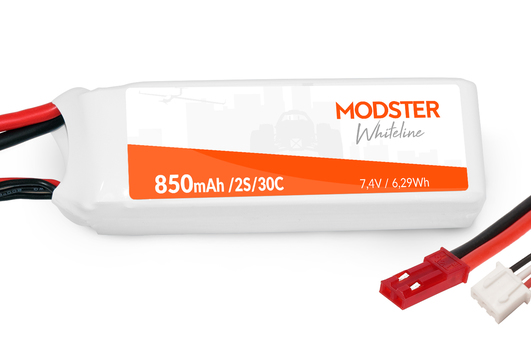 Modster LiPo Akku 2S 7,4V 850 mAh 30C (JST) WhiteLine MD10080