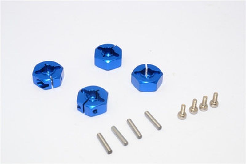 GPM Alu Radmitnehmer Adapter 12mm blau (4 Stk.) Tamiya TT01