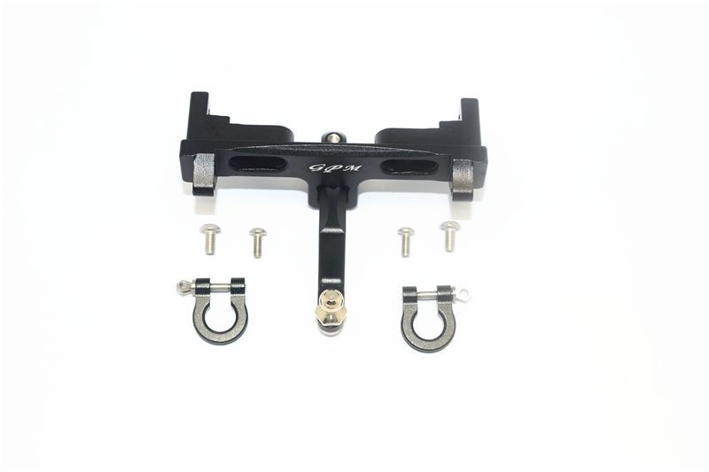 GPM Alum. Bumper hinten, D-Rings & Anhängerkupplung schwarz Axial SCX10-2